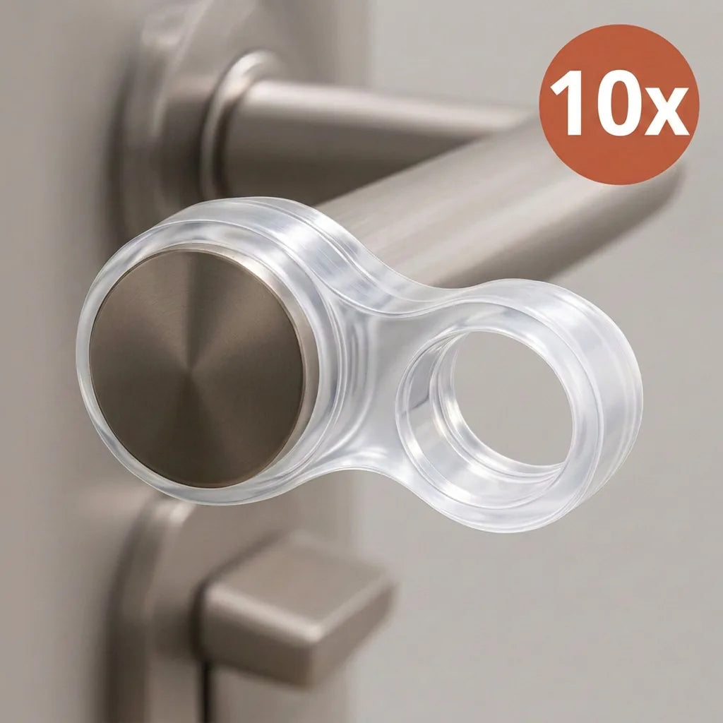 Transparenter Türklinkenpuffer auf Edelstahl-Türklinke – 10er Set